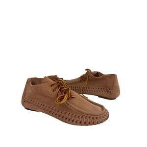 Latigo Gamine Women's Boots 7.5M Beige Woven Suede Lace-Up Moccasin Chukka Boots